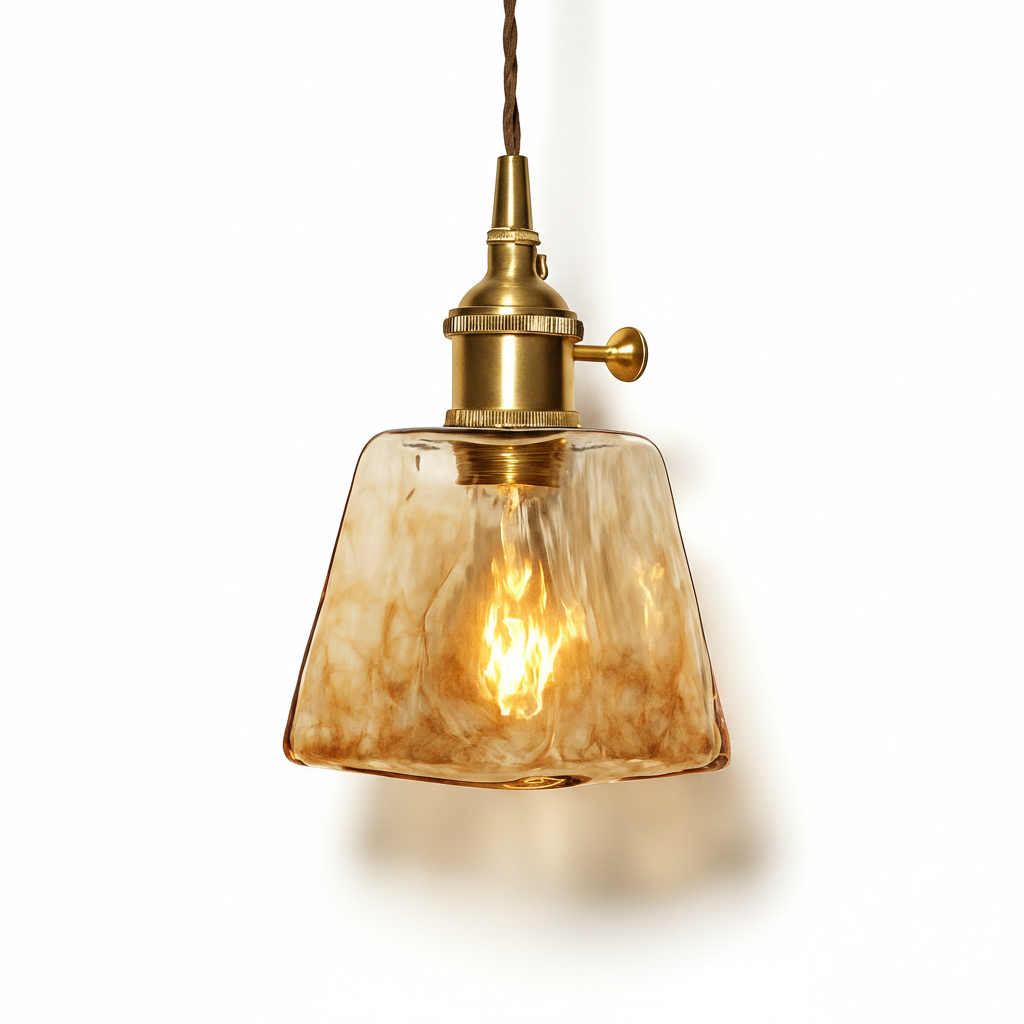 Abat Jour Suspension Verre Vintage – Cristalia Laiton