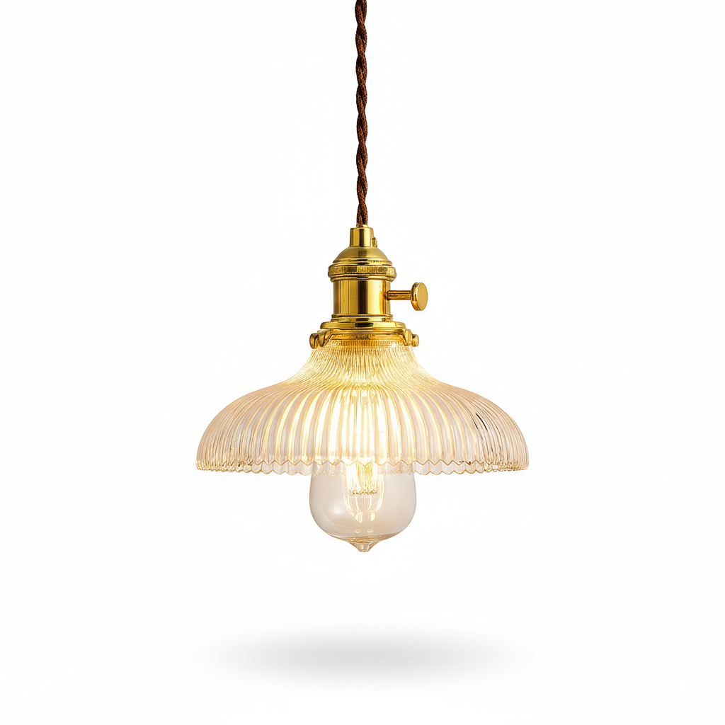 Abat Jour Suspension Verre Clair – Rosava Laiton Doré