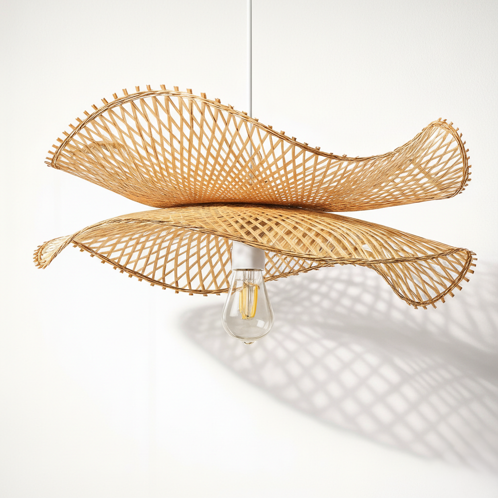 Abat Jour Suspension Rotin Virela – Grand Luminaire Bohème