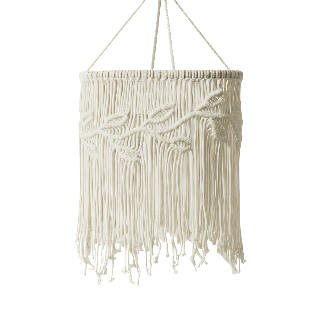Abat Jour Suspension Macramé En Coton – Luminaire Bohème Lino