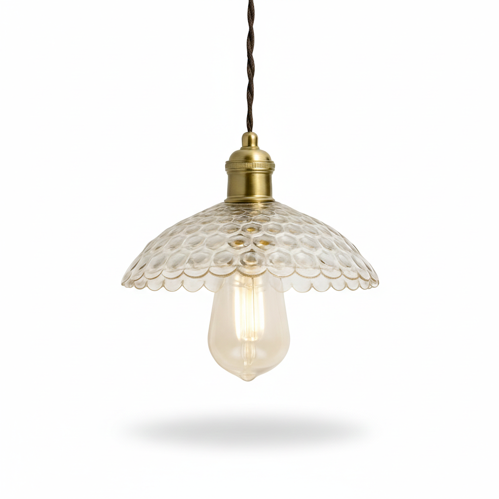 Abat Jour Suspension Verre – Perlina Vintage Doré