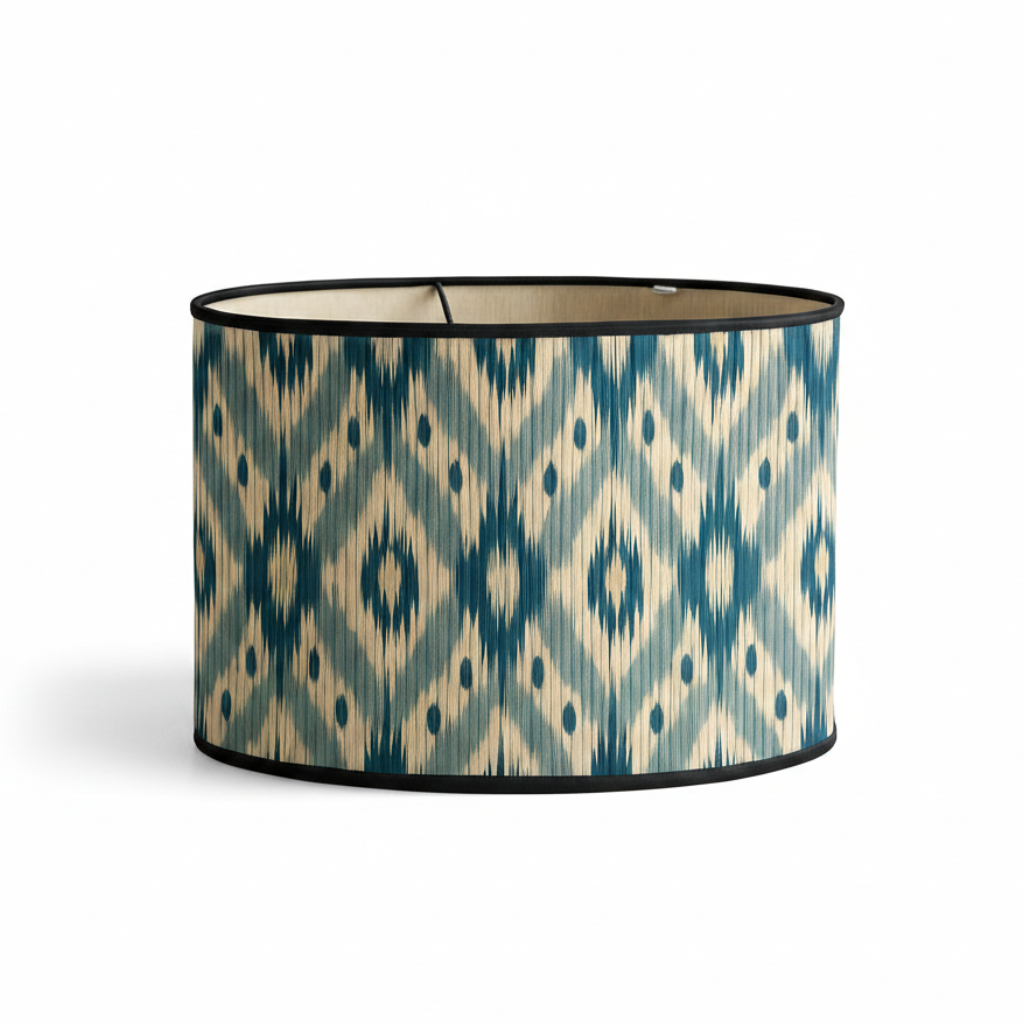 Abat Jour Bambou – Tambour Diamant Bleu