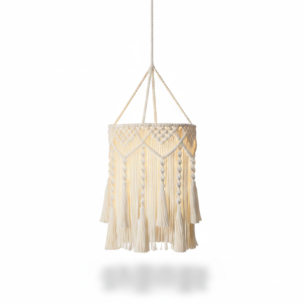 Abat Jour Suspension Macramé En Coton – Amaé Bohème