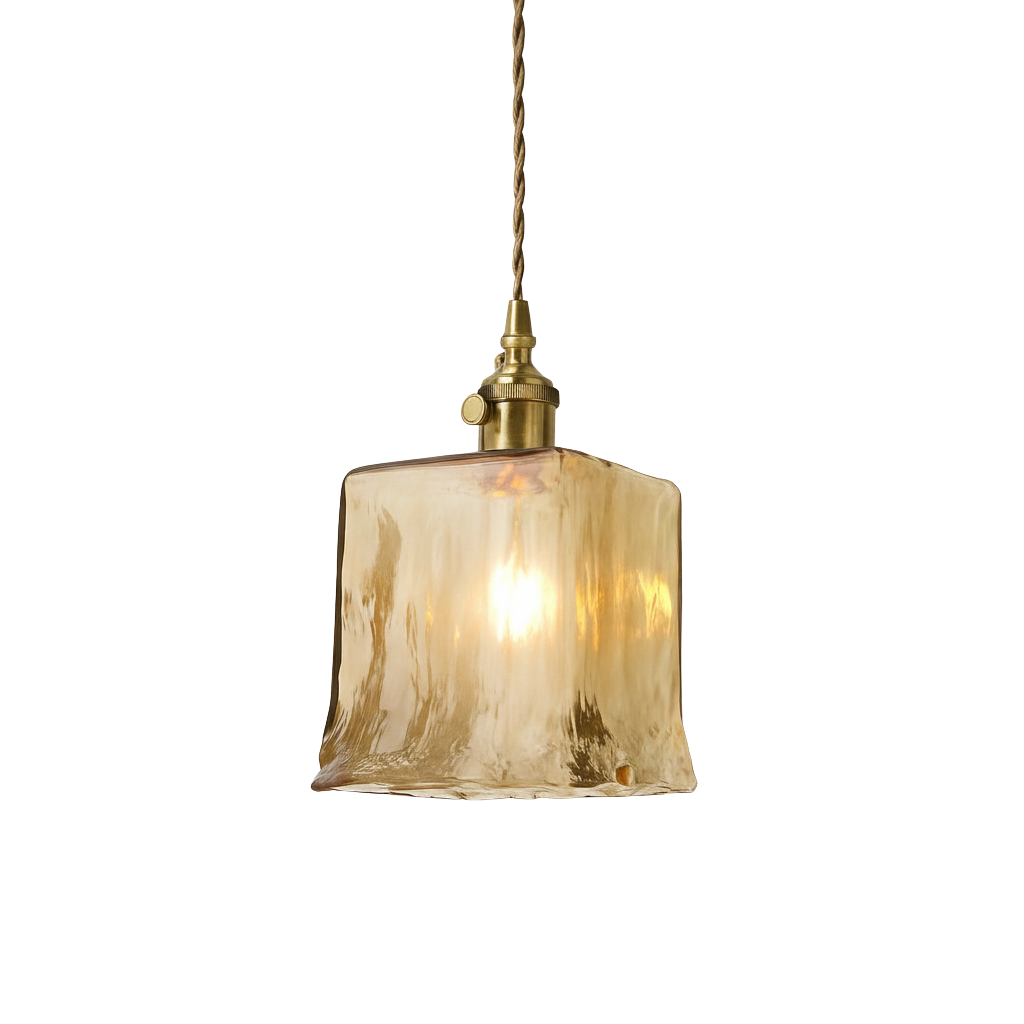 Abat Jour Suspension Verre Ambré – Vintage Ghiaccio