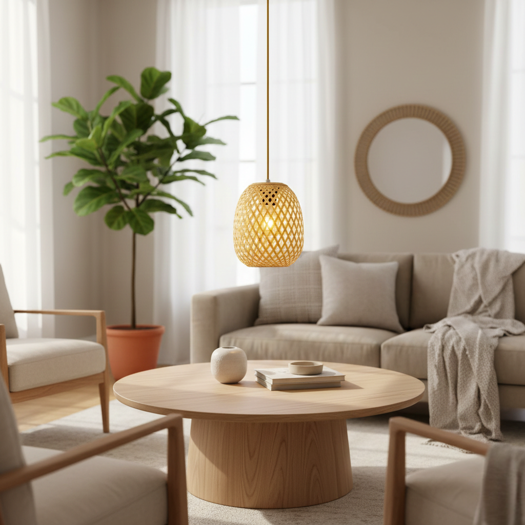 Abat jour Suspension Rotin – Luminaire bohème novaris