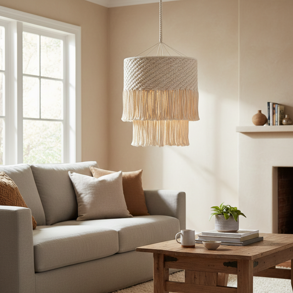 Abat-jour Suspension Coton – Luminaire Bohème