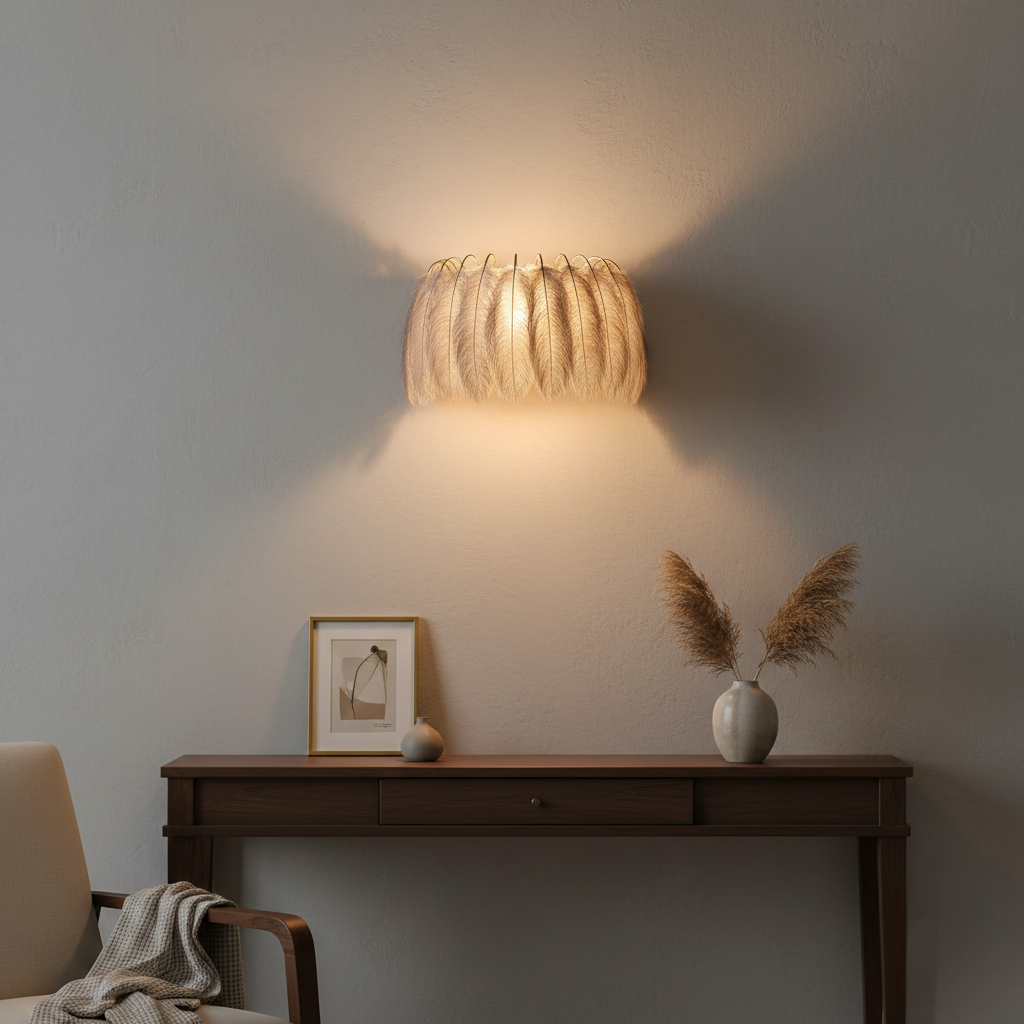 Abat Jour Applique Plume – Plumoria Gris