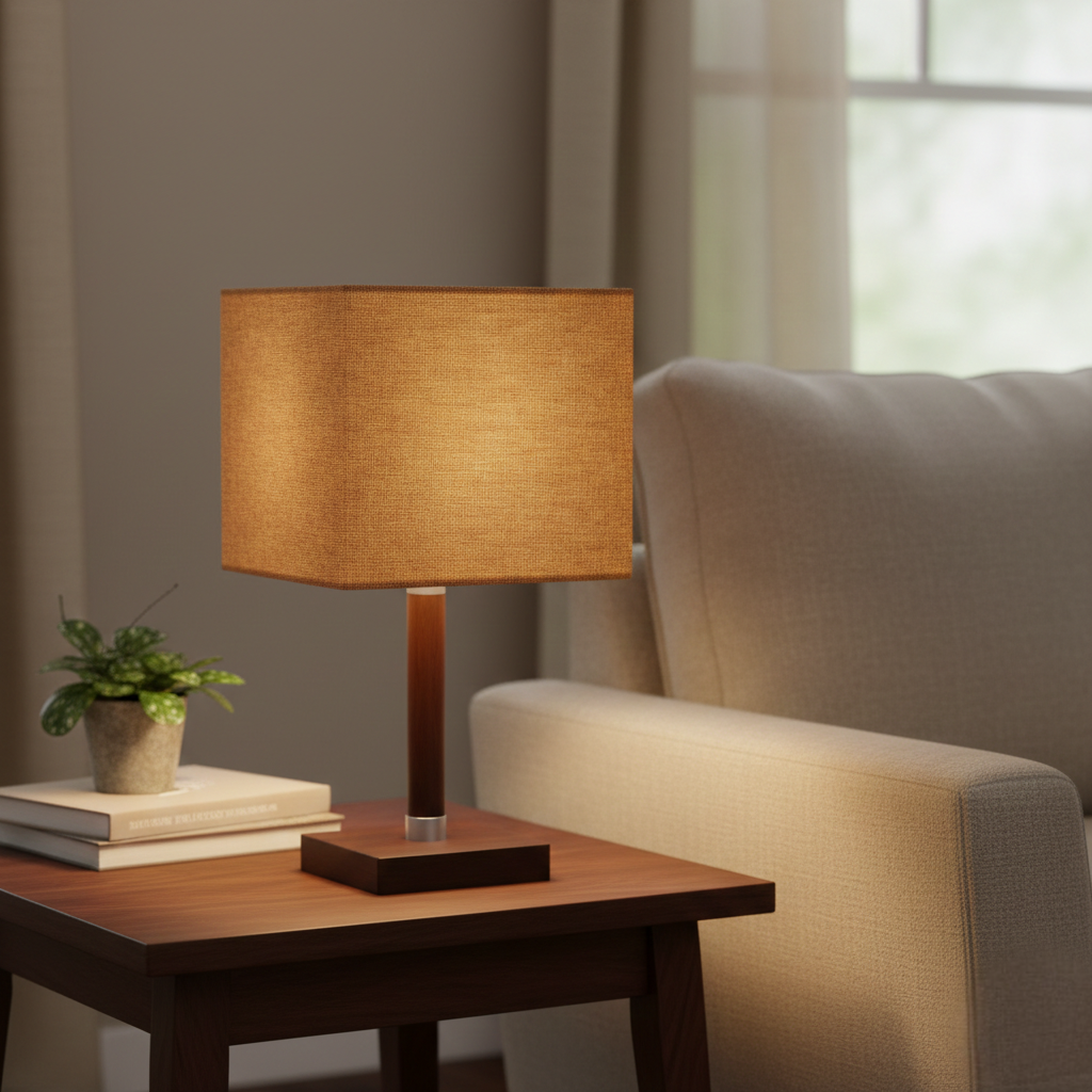 Abat Jour Carré Lin – Safran Lumière Douce