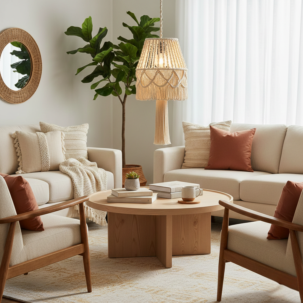 Abat jour Suspension Macramé Coton – Luminaire Bohème Viroa