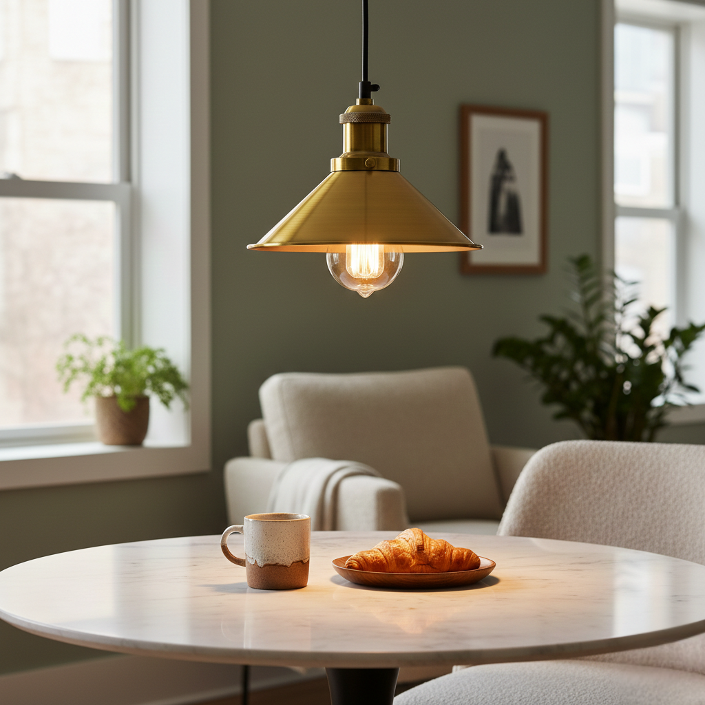 Abat Jour Suspension Métal Laiton – Luminaire Cuisine Moderne