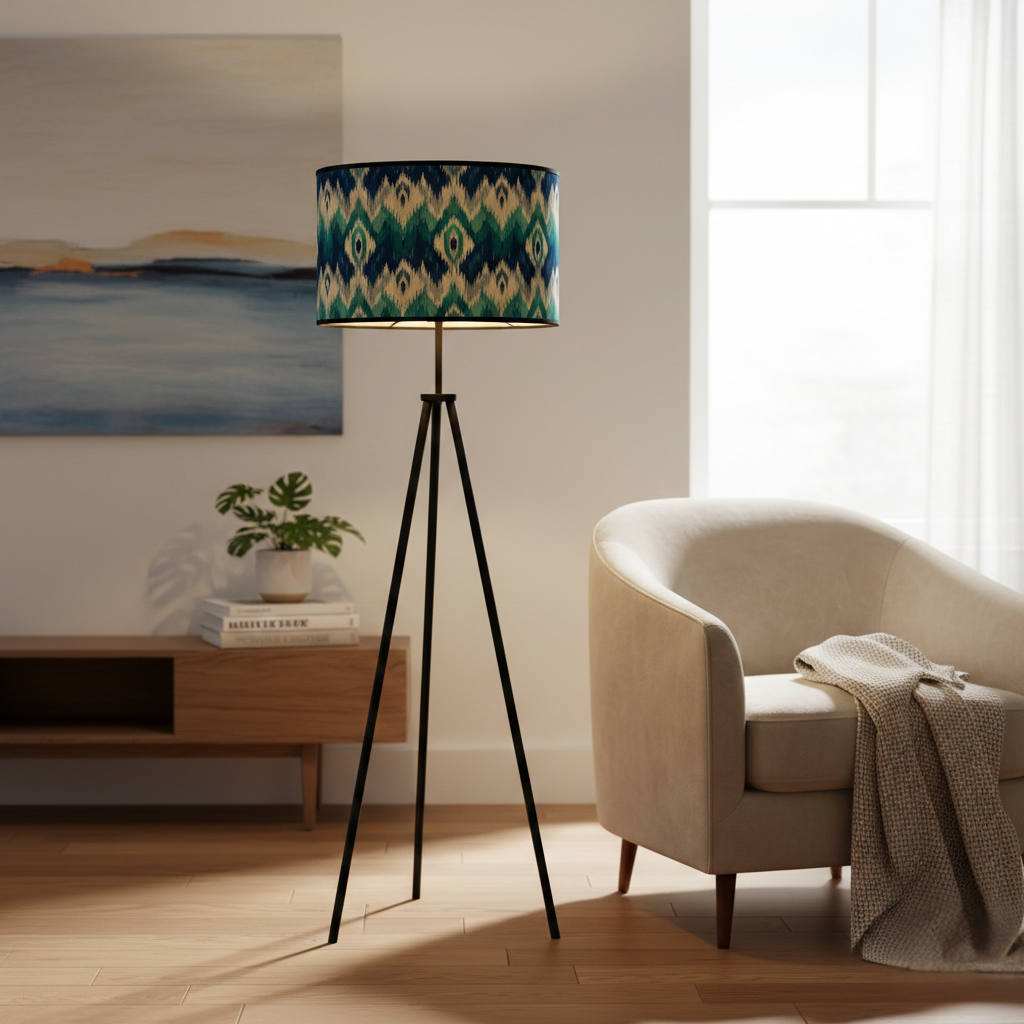 Abat Jour Bambou – Tambour Motifs Océan