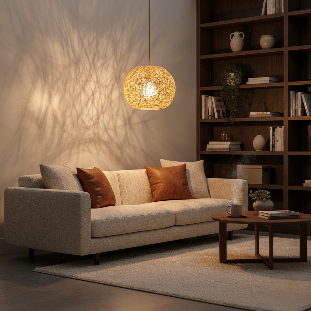 Abat Jour Suspension Rotin Luma – Luminaire Bohème