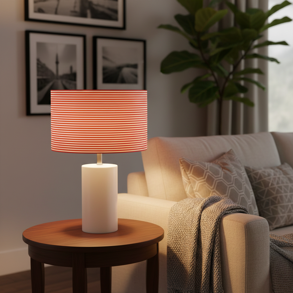 Abat Jour Tissu – Tambour Rayline Moderne