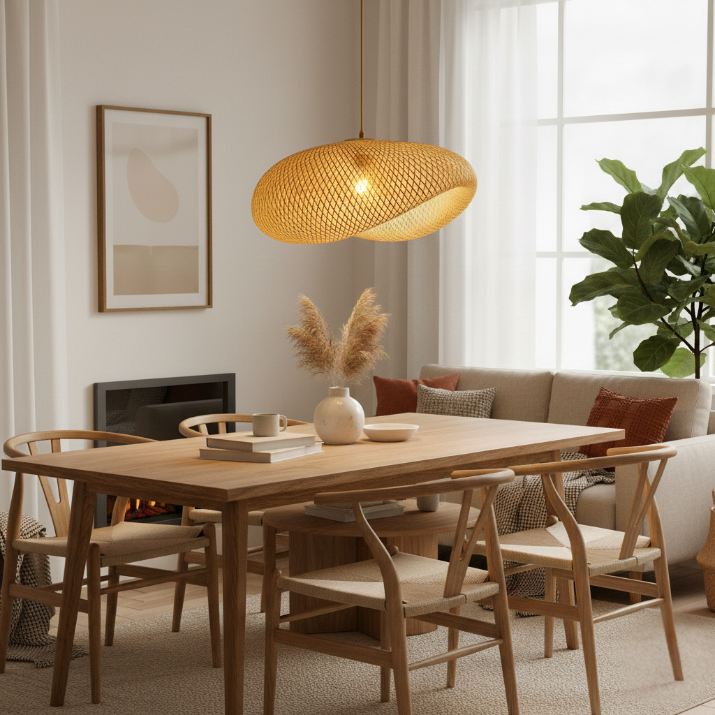 Abat jour Suspension Rotin – Luminaire Design soleil