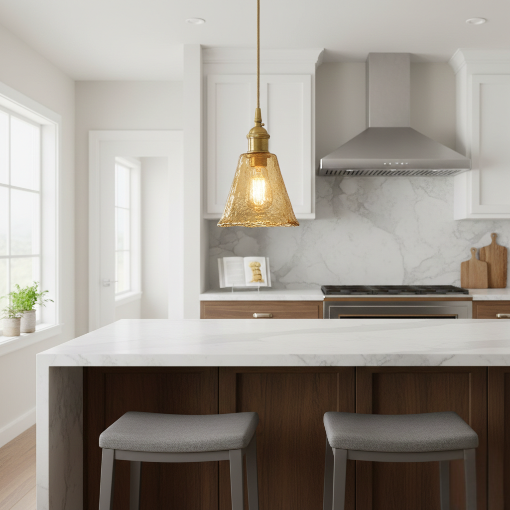 Abat Jour Suspension Verre Ambré – Condella Vintage