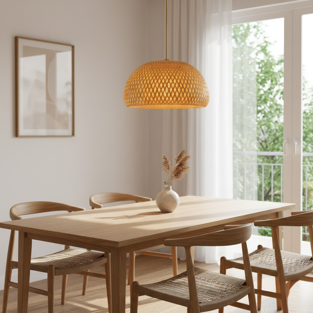 Abat jour Suspension Rotin – Luminaire Bohème Riza