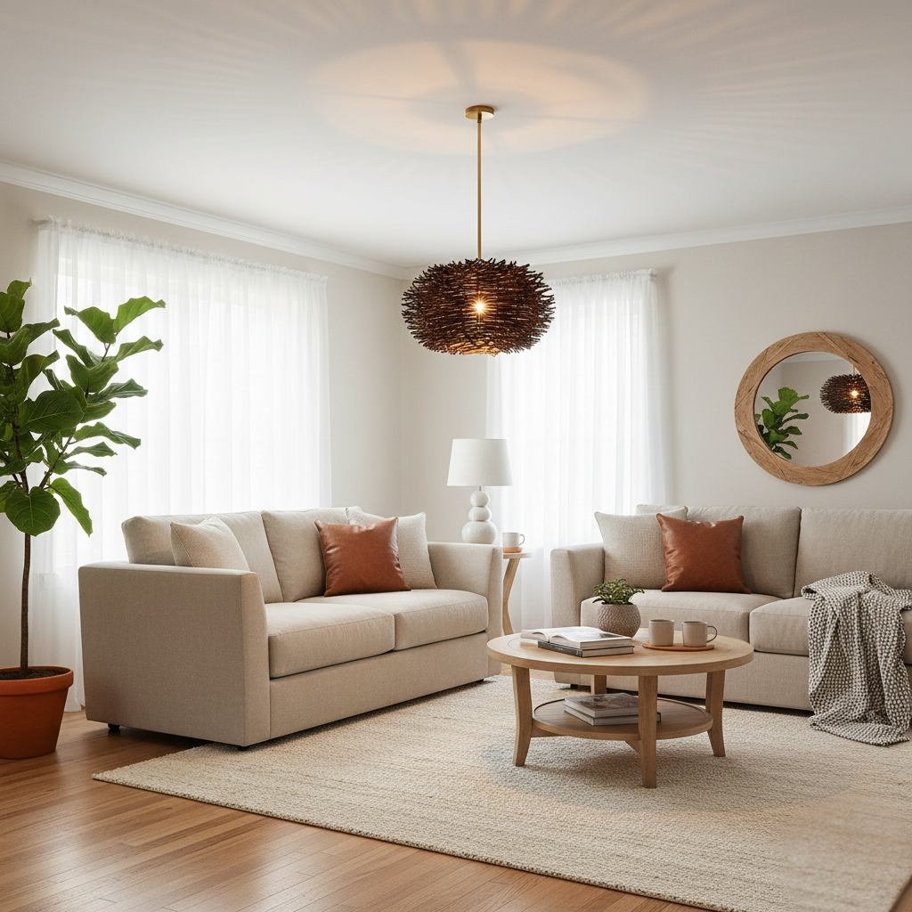 Abat jour Suspension Rotin – Luminaire rotin sombre