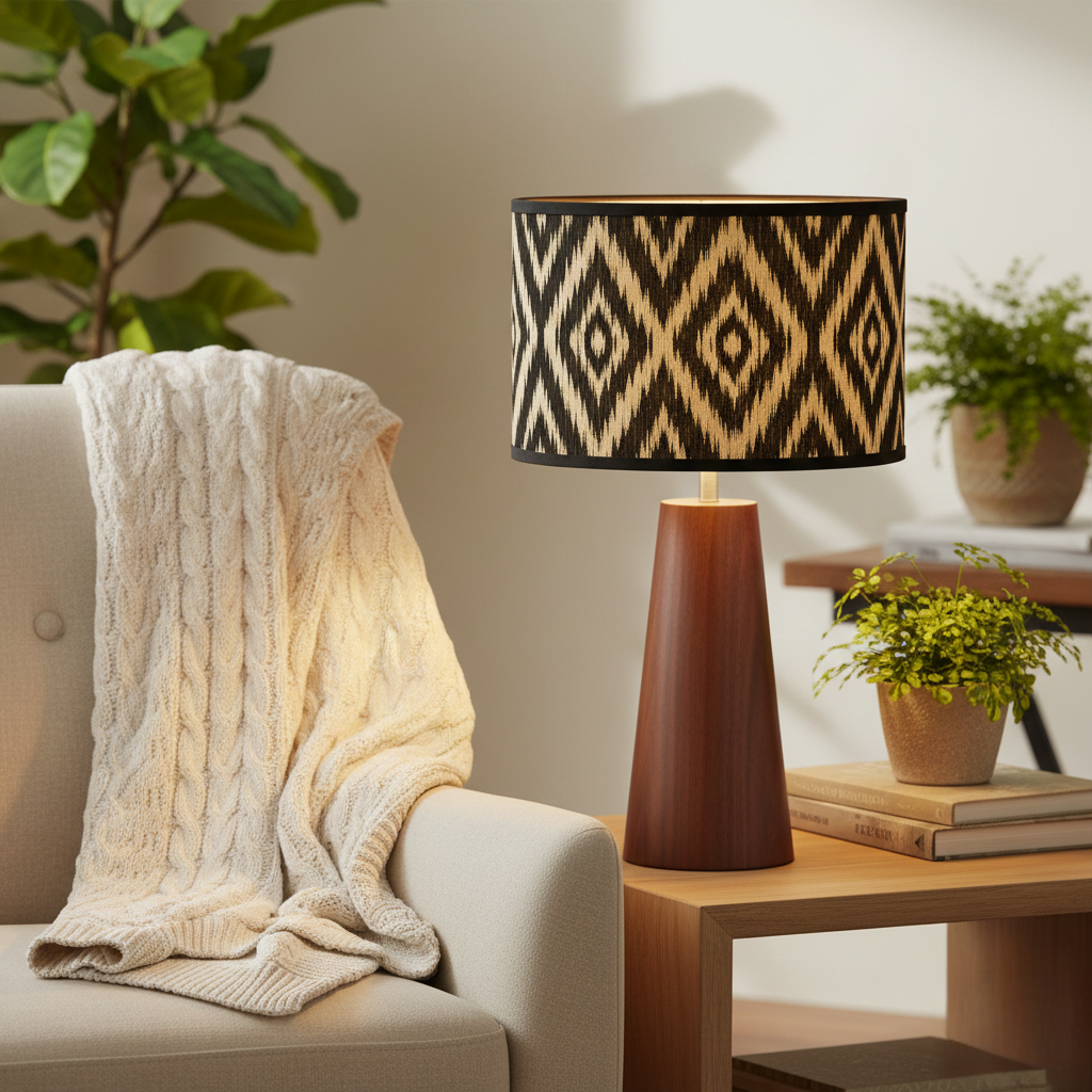 Abat Jour Bambou – Tambour Ethnique Noir