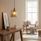 Abat Jour Suspension Verre Ambré – Vintage Ghiaccio