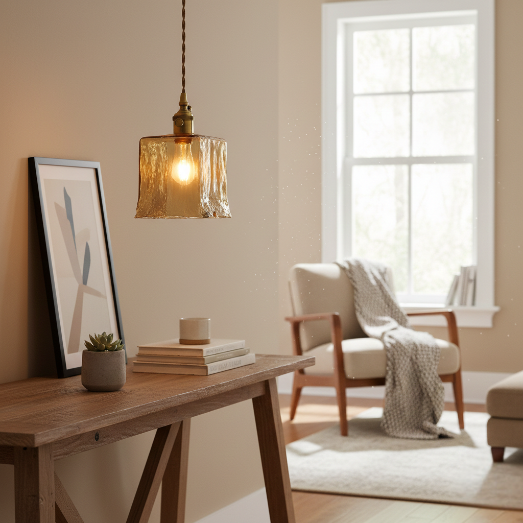 Abat Jour Suspension Verre Ambré – Vintage Ghiaccio