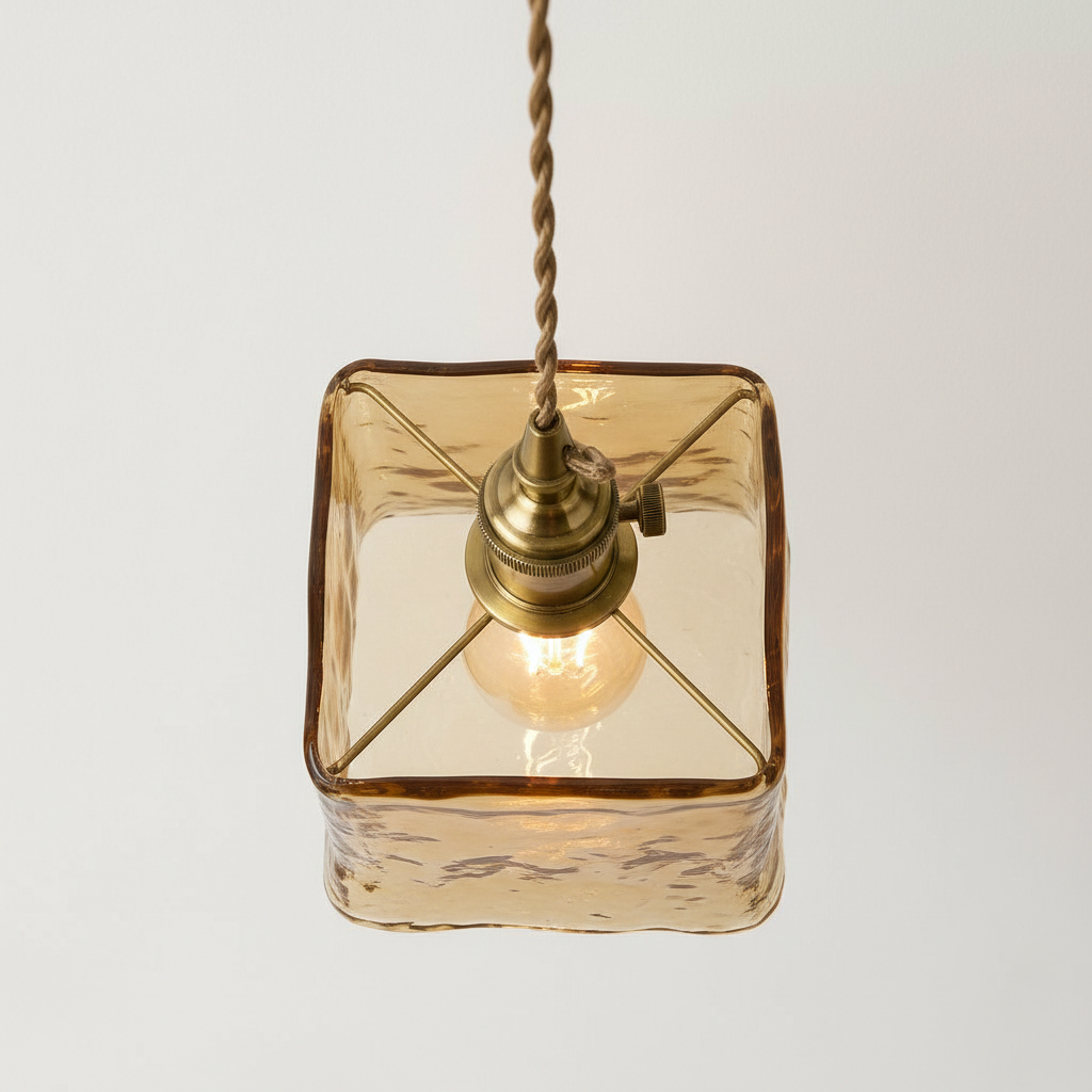 Abat Jour Suspension Verre Ambré – Vintage Ghiaccio