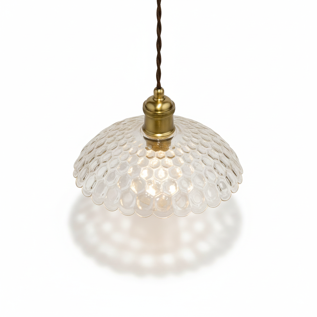 Abat Jour Suspension Verre – Perlina Vintage Doré