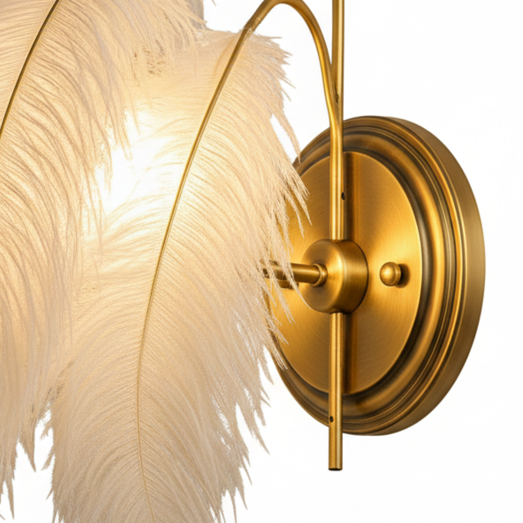 Abat Jour Plume Murale – Luminaire Bohème Élégant
