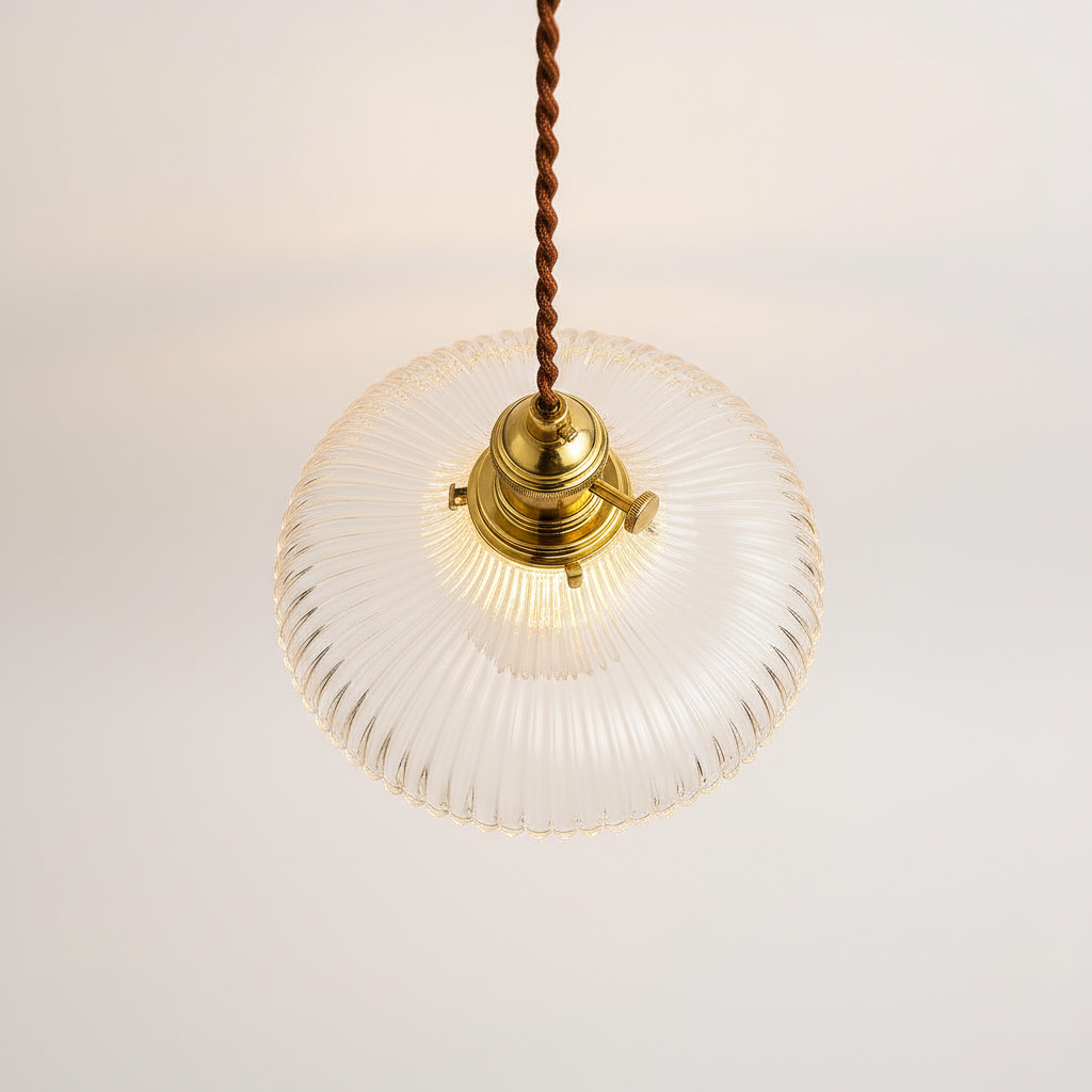 Abat Jour Suspension Verre Clair – Rosava Laiton Doré