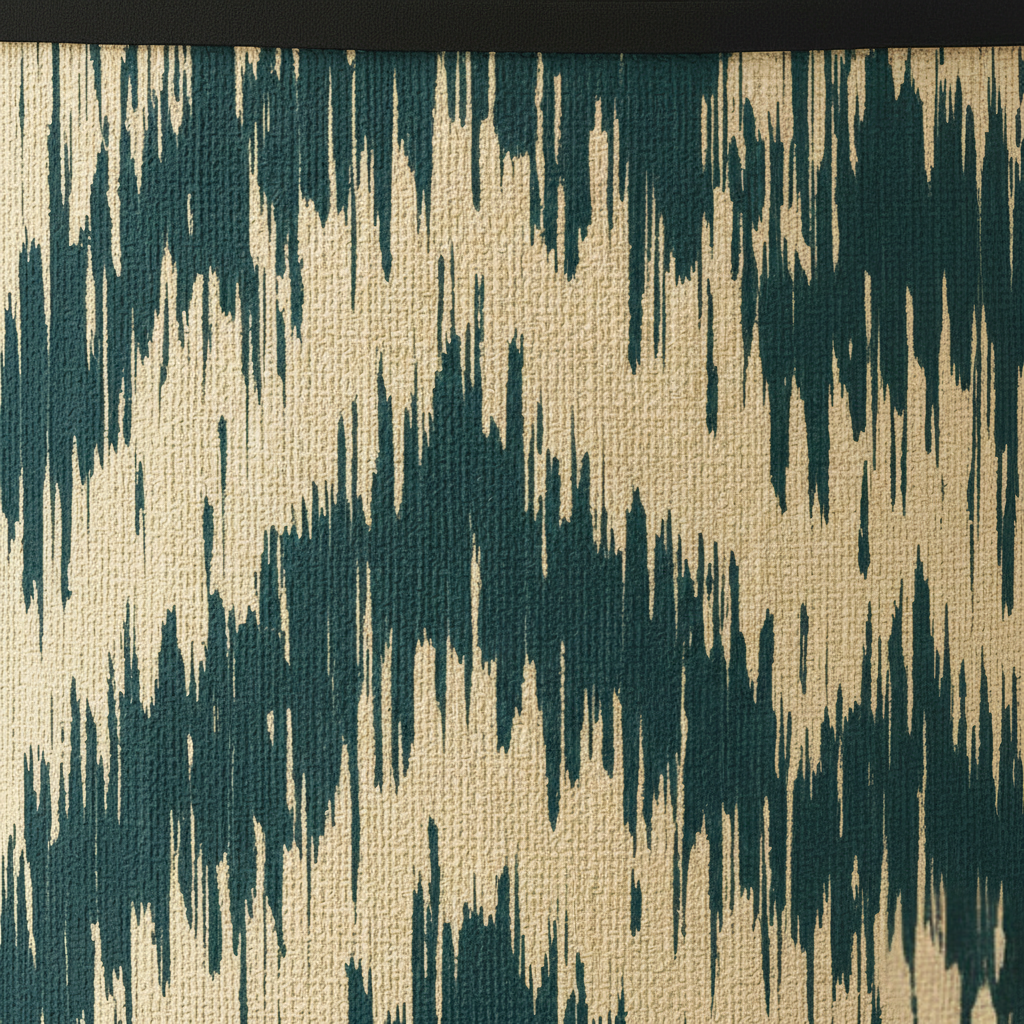 Abat Jour Bambou – Tambour Motifs Vagues Vertes