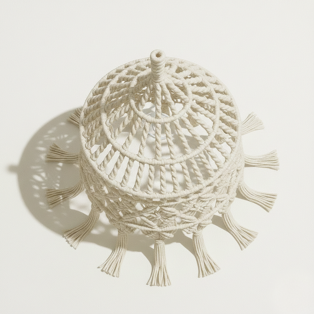 Abat Jour Suspension En Coton – Luminaire Bohème Graphique