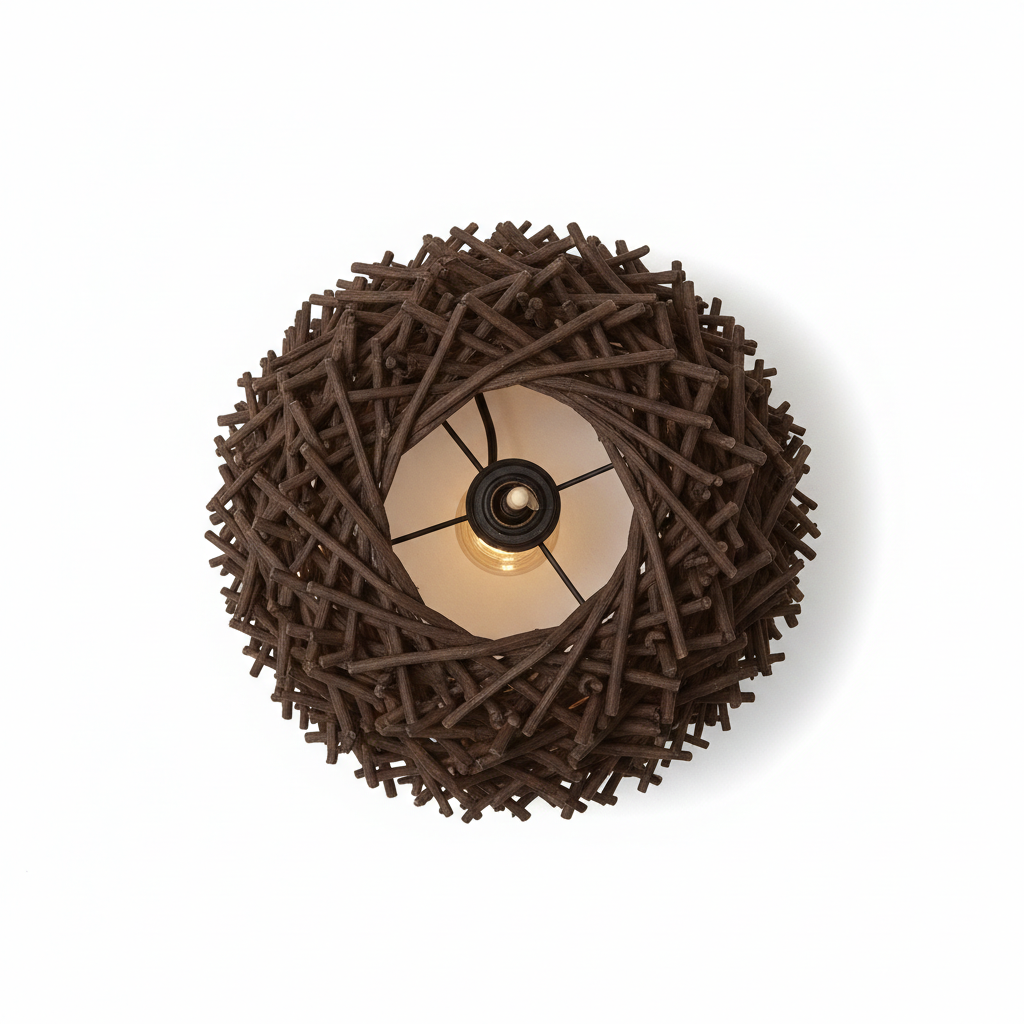 Abat jour Suspension Rotin – Luminaire rotin sombre