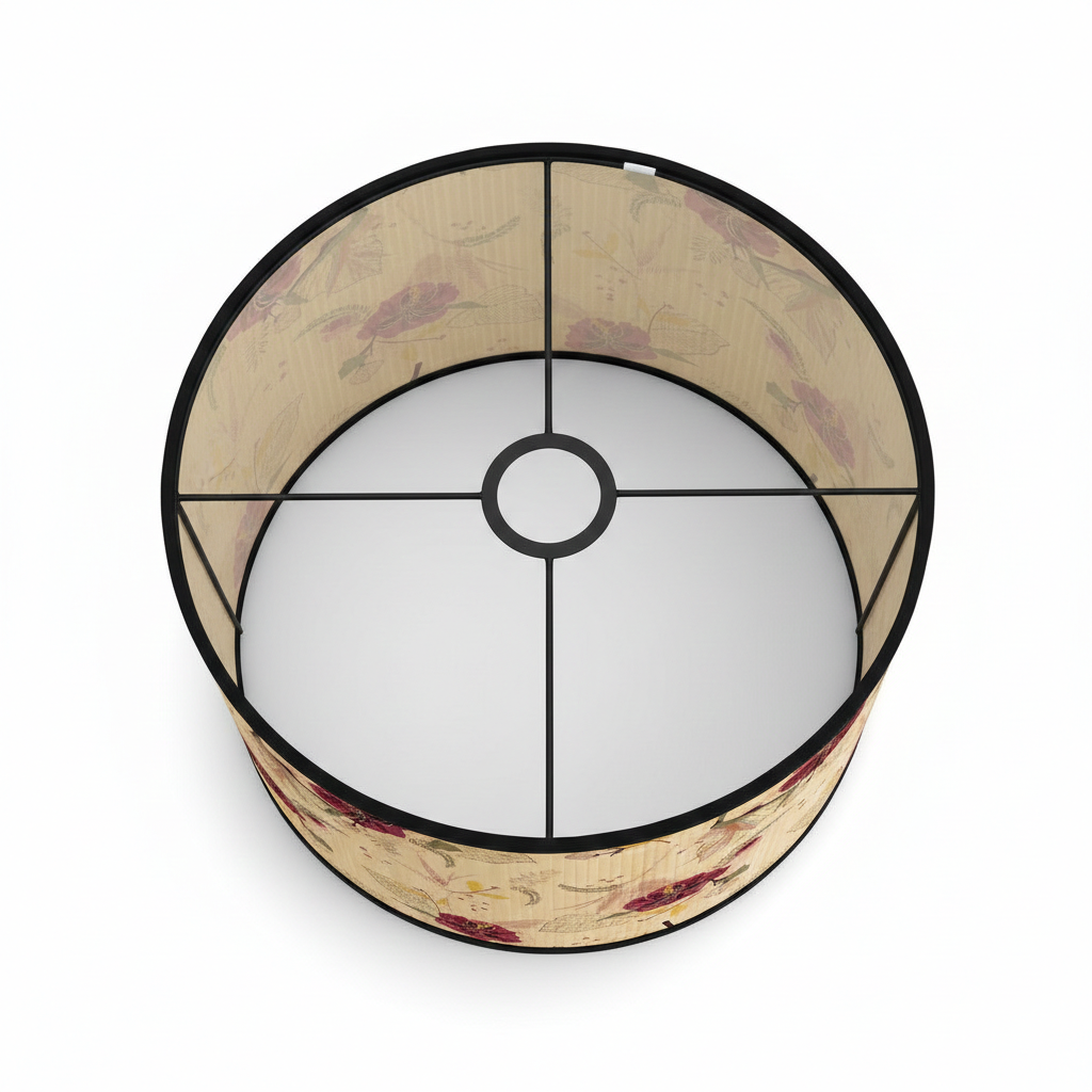 Abat Jour Bambou – Tambour Fleurs Bordeaux