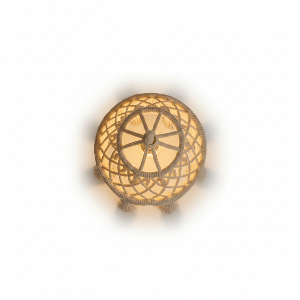 Abat Jour Suspension Macramé En Coton – Luminaire Bohème Yala