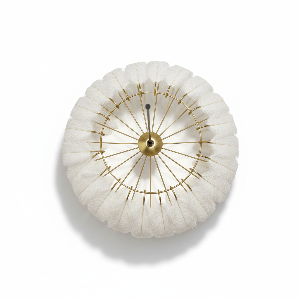 Abat Jour Suspension Plume Blanche – Luminaire Bohème