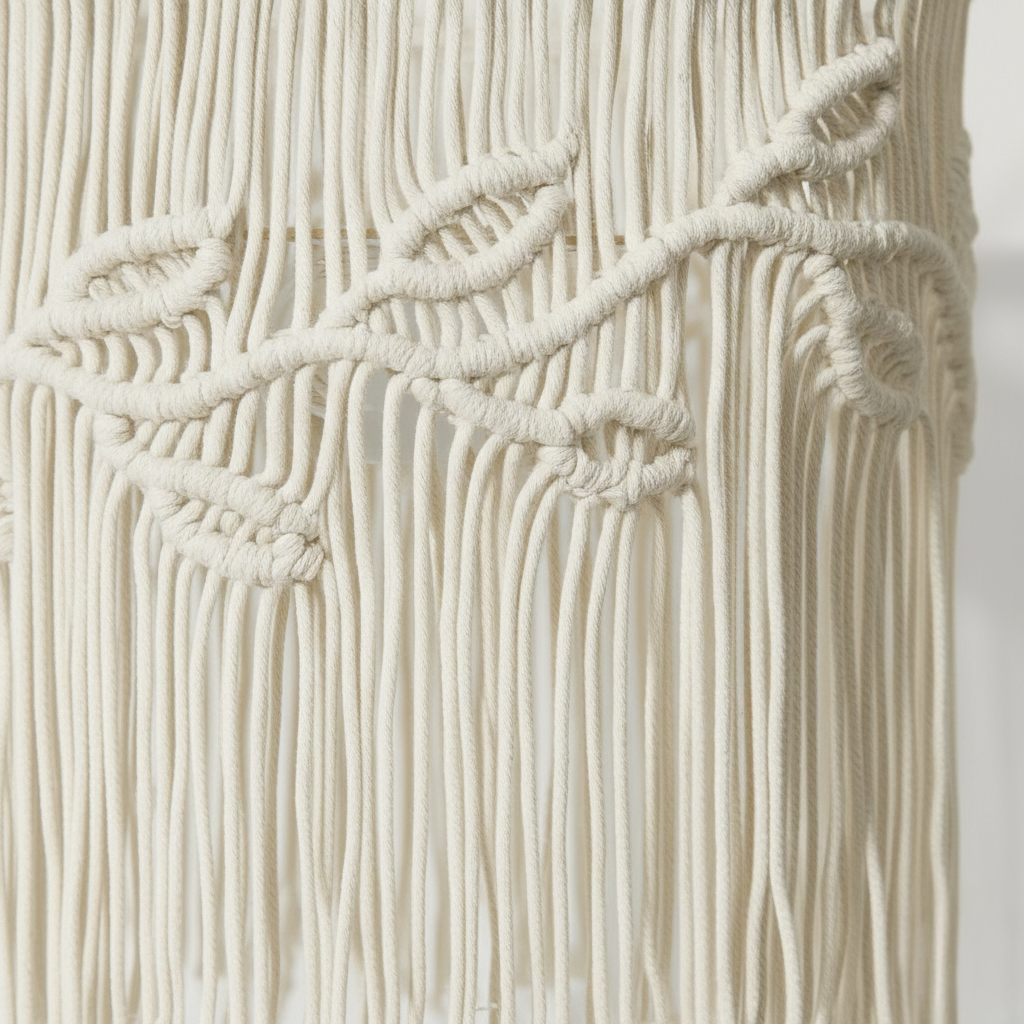 Abat Jour Suspension Macramé En Coton – Luminaire Bohème Lino