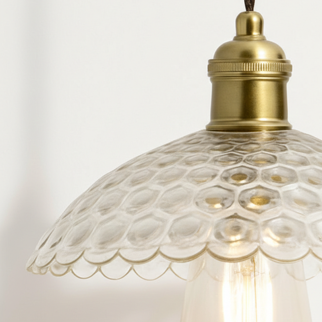 Abat Jour Suspension Verre – Perlina Vintage Doré