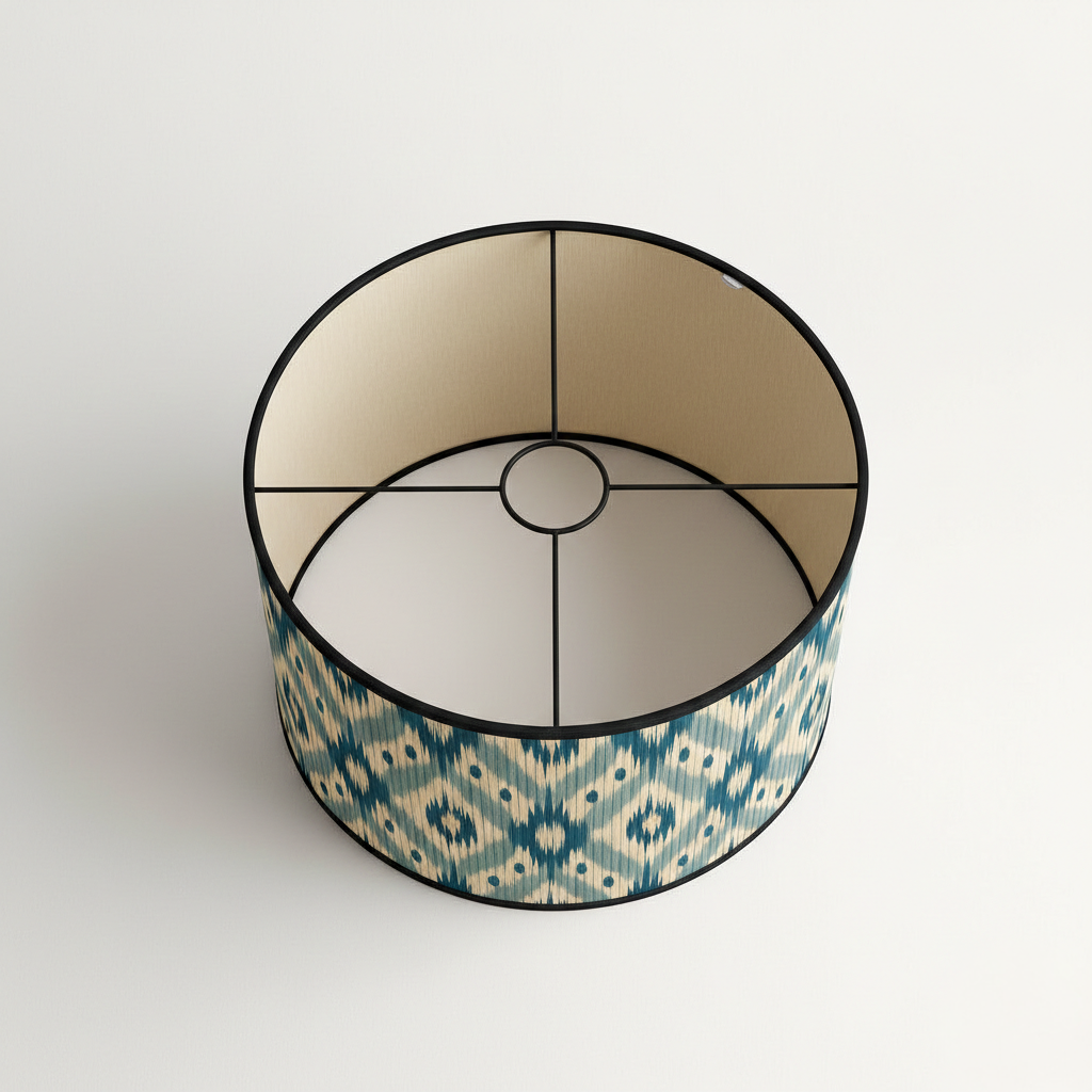 Abat Jour Bambou – Tambour Diamant Bleu