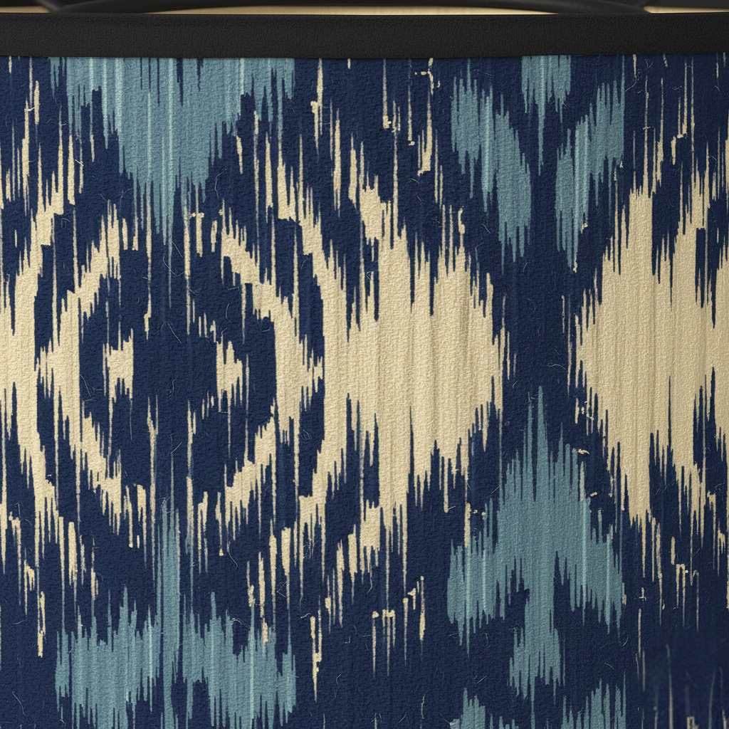 Abat Jour Bambou – Tambour Motifs Bleus