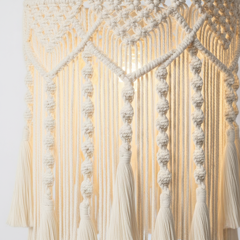 Abat Jour Suspension Macramé En Coton – Amaé Bohème