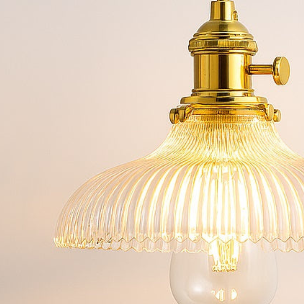 Abat Jour Suspension Verre Clair – Rosava Laiton Doré