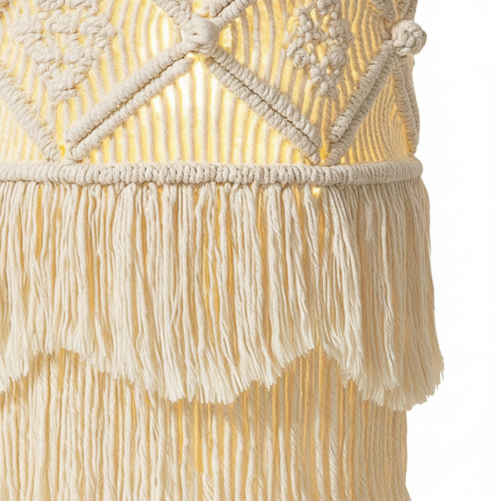 Abat Jour Suspension Macramé En Coton – Luminaire Bohème Nusa