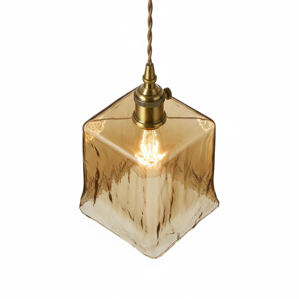 Abat Jour Suspension Verre Ambré – Vintage Ghiaccio