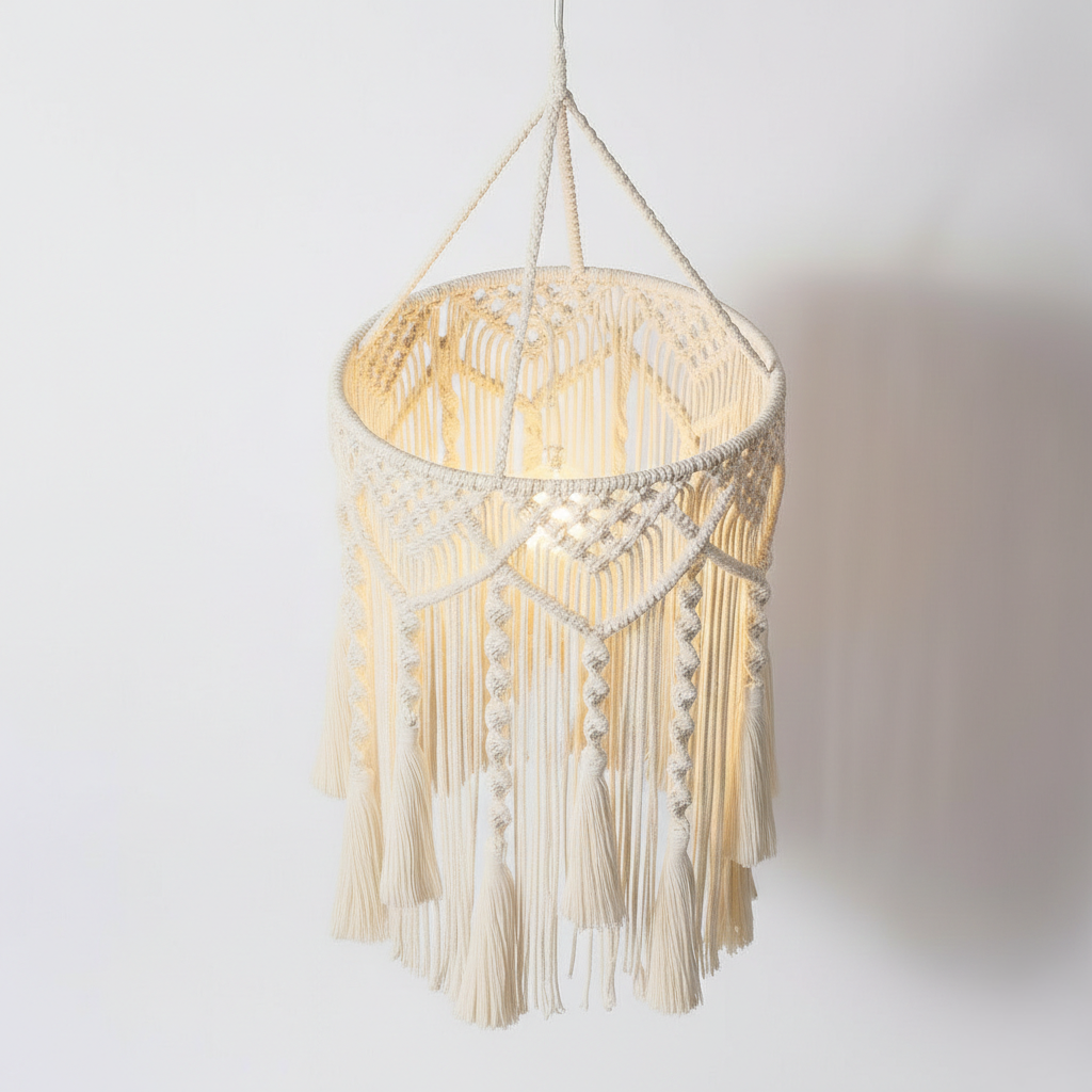 Abat Jour Suspension Macramé En Coton – Amaé Bohème