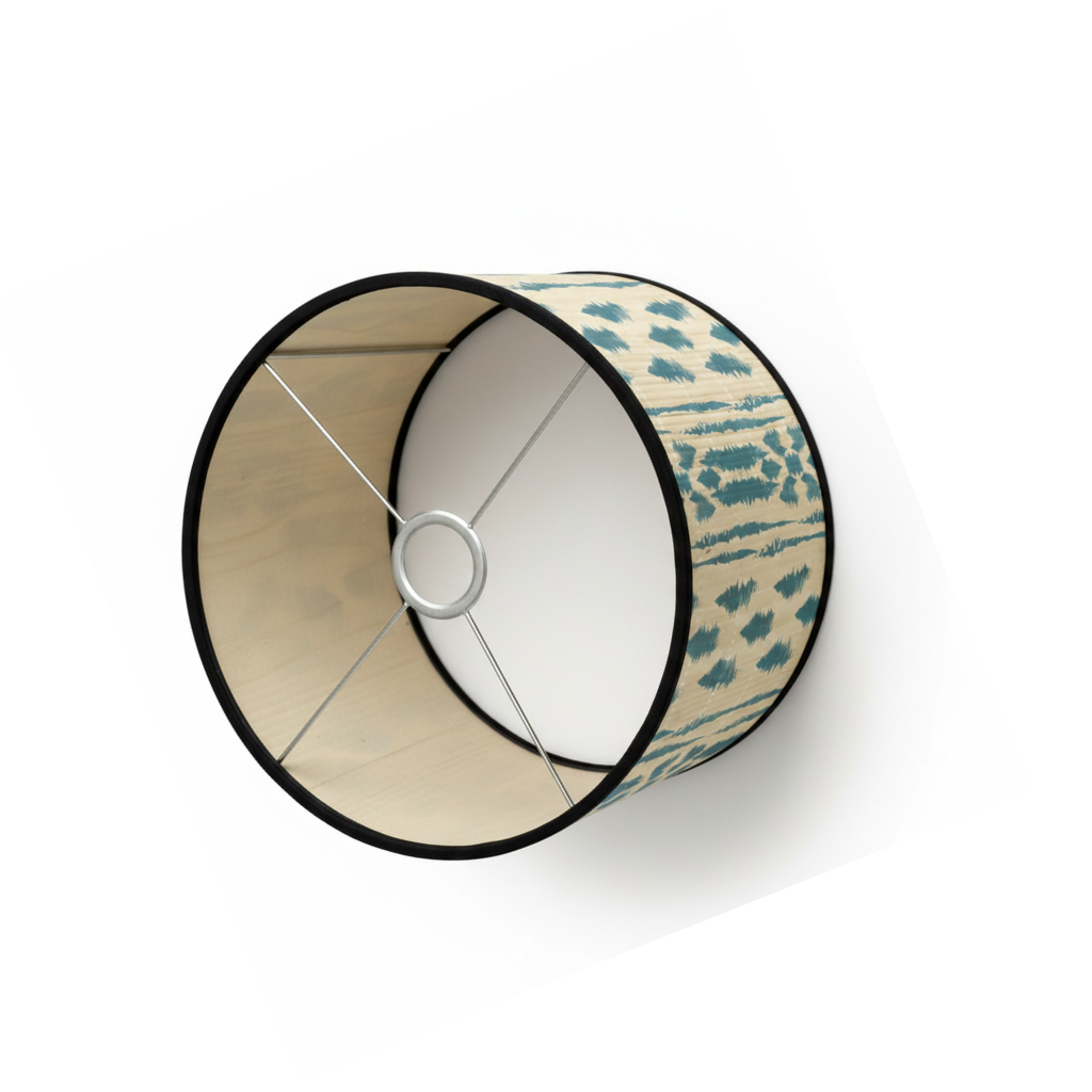 Abat Jour Bambou – Tambour Motifs Bleus Cascade