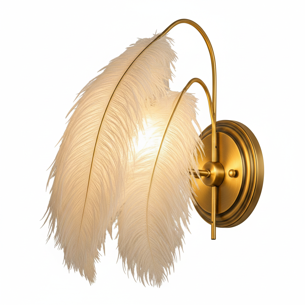 Abat Jour Plume Murale – Luminaire Bohème Élégant