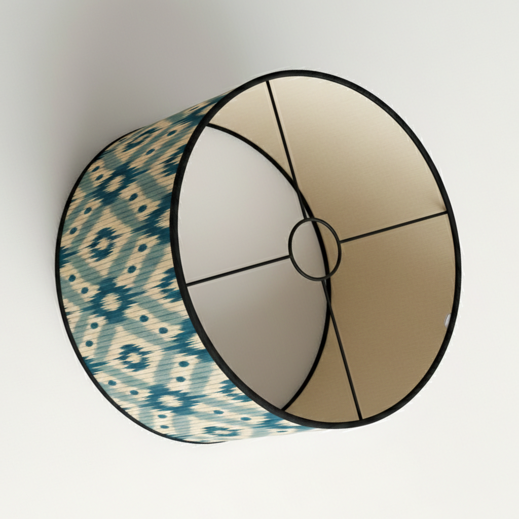 Abat Jour Bambou – Tambour Diamant Bleu