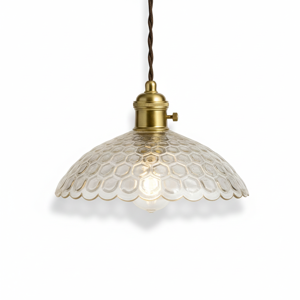 Abat Jour Suspension Verre – Perlina Vintage Doré