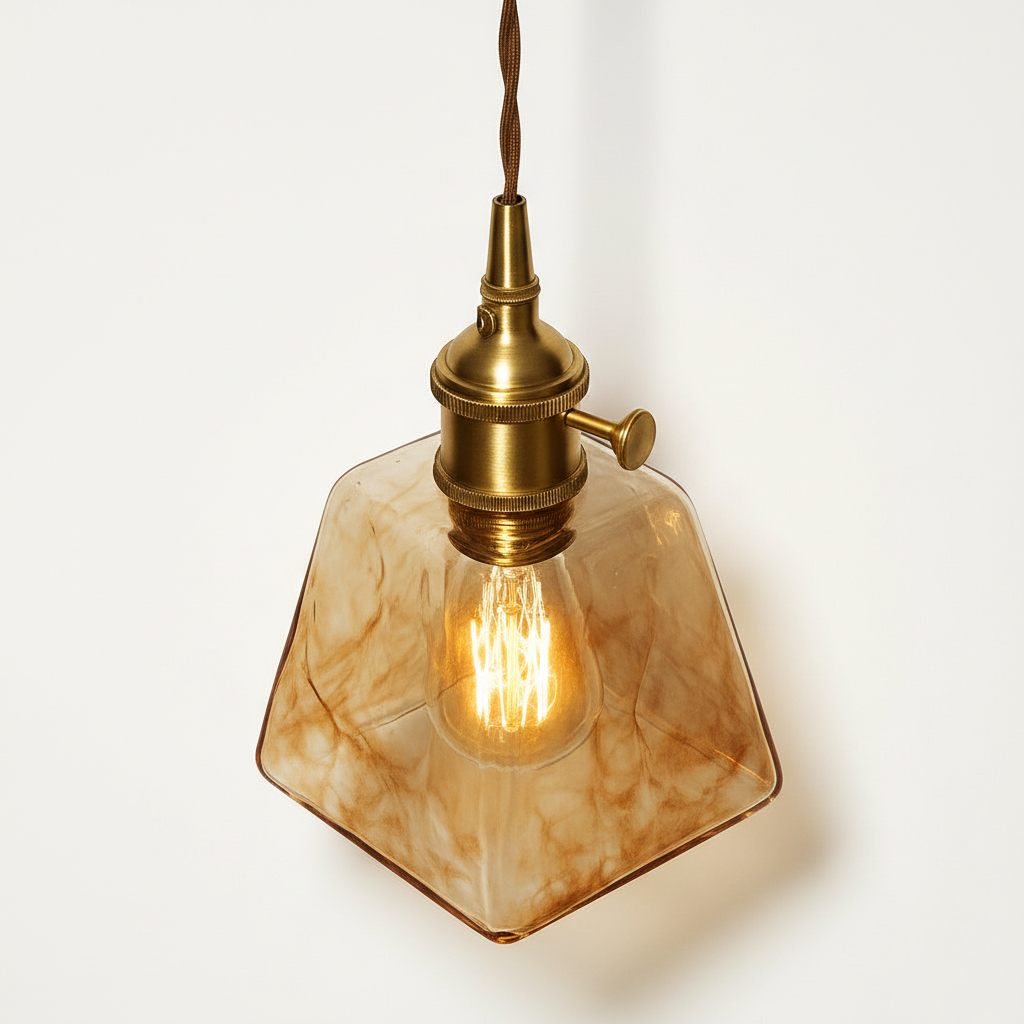 Abat Jour Suspension Verre Vintage – Cristalia Laiton