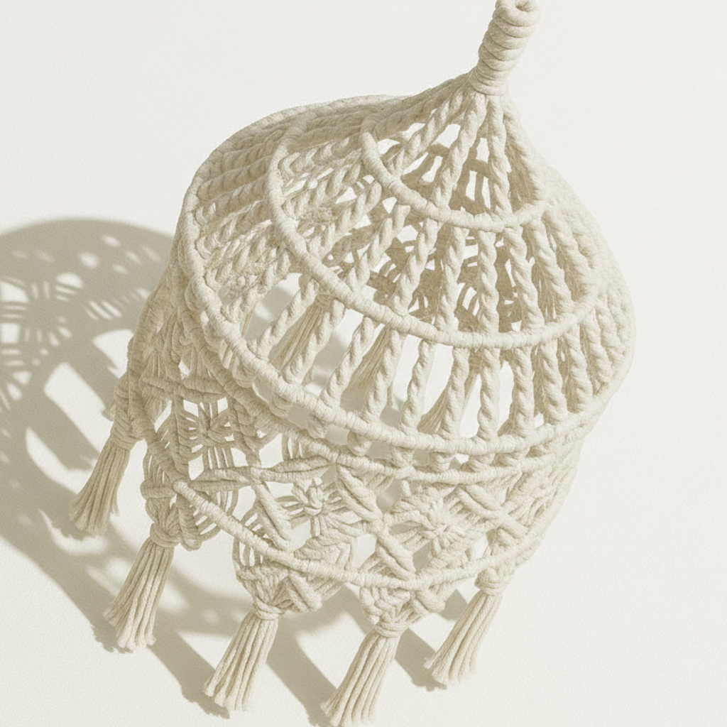 Abat Jour Suspension En Coton – Luminaire Bohème Graphique