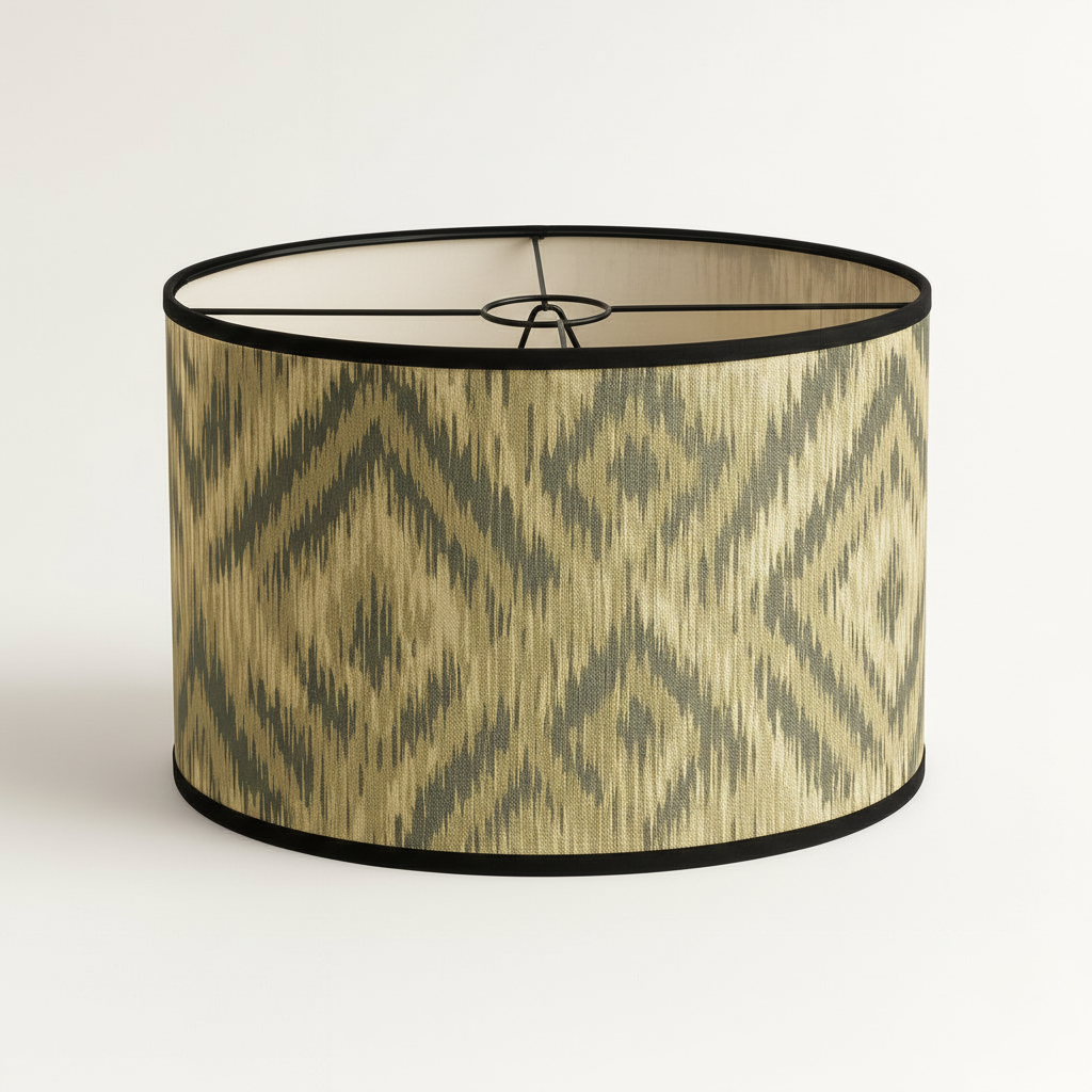 Abat Jour Bambou – Tambour Losanges Gris